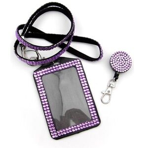 NWOT-Rhinestone lanyard with Purple Bling